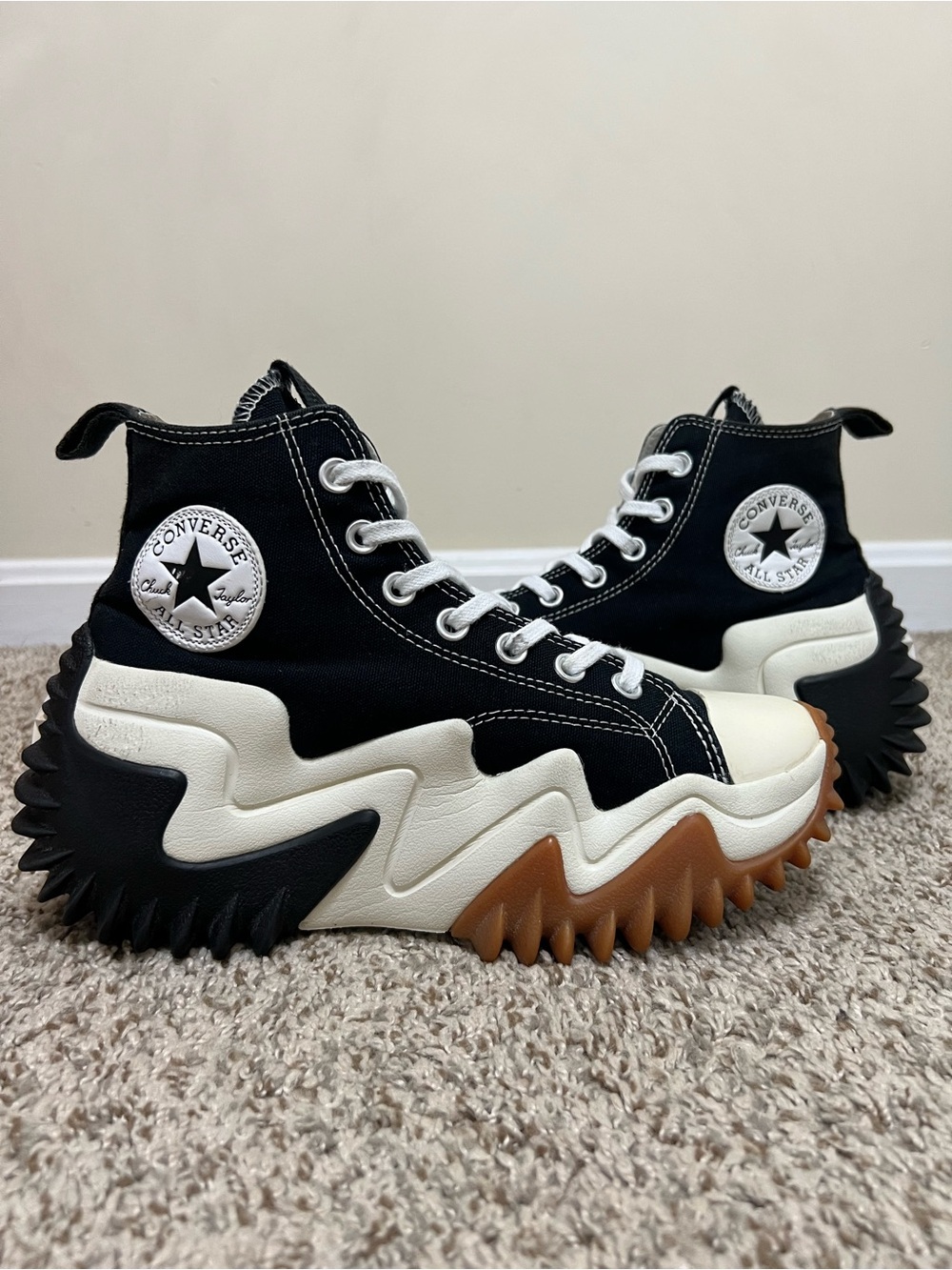 Converse Run Star Motion Platform High-Top Sneakers Black/White/Gum Size M6/W7.5